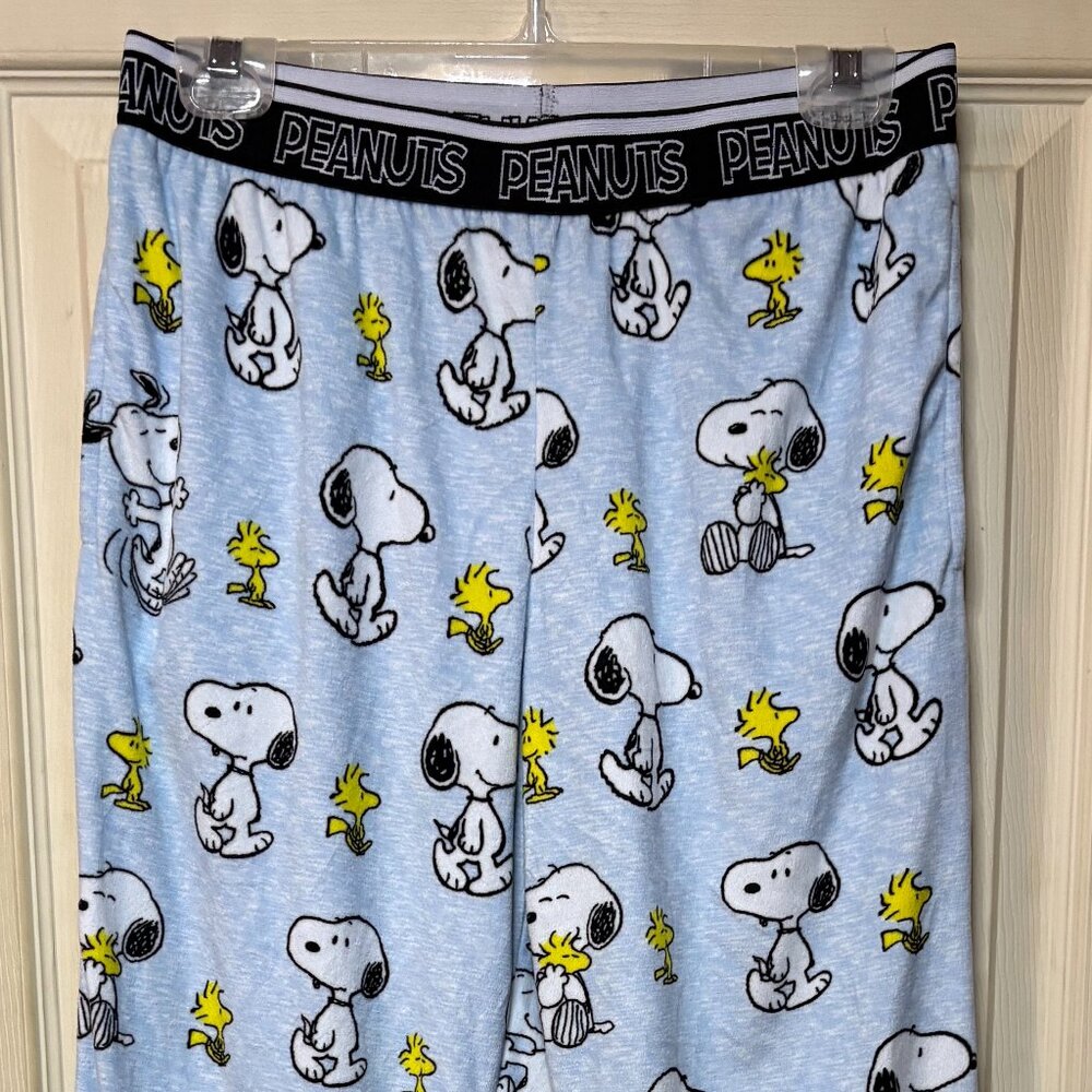 Women's Peanuts Size M 8/10 - Soft Blue Snoopy Lounge Sleep Pants 28" x 28.5"